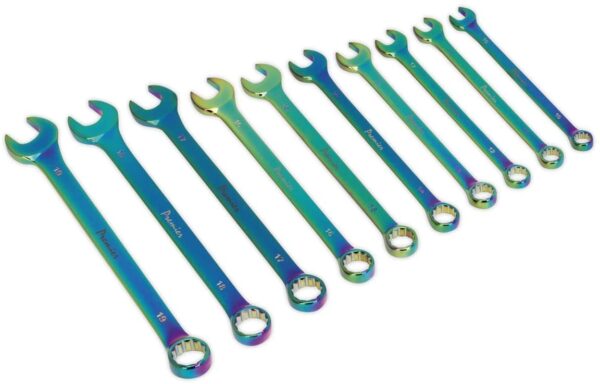 COMBINATION SPANNER SET 10PC METRIC TITANIUM COATED