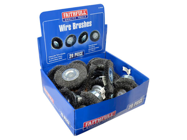 FAITHFULL 20 PIECE  WIRE BRUSH  ASSORTMENT